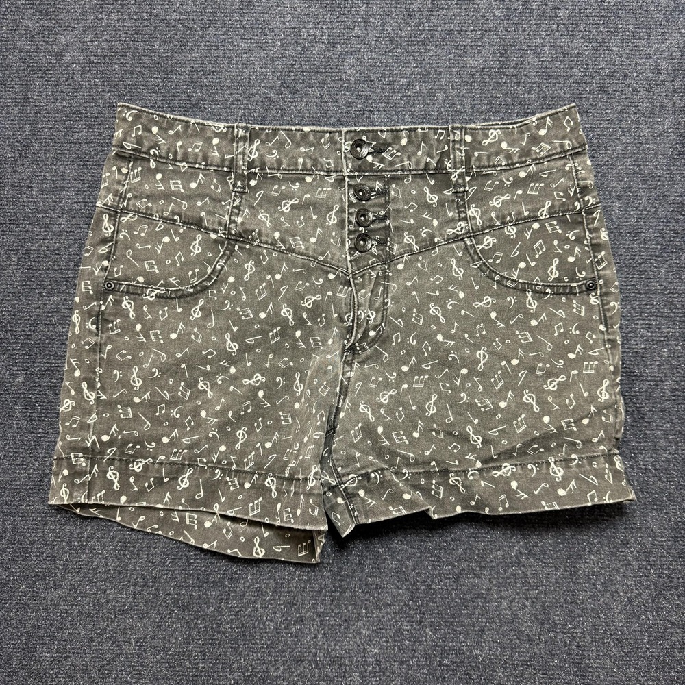 Lovesick Shorts Womens 13 Black Denim High Waist Music Note Hot Pants Casual